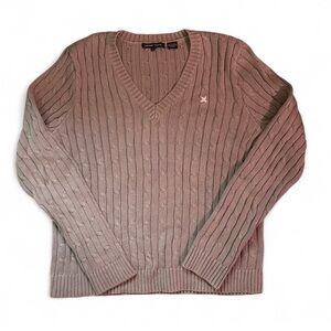 Jeanne Pierre 100% cotton Brown Cable Knit Sweater size M